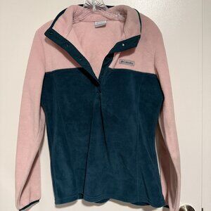 Columbia Fleece Pullover Jacket – Pink & Teal Snap-Neck